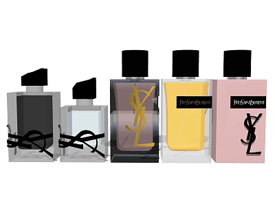 Luxury Perfume Bottles Collection With YSL Givenchy Different Shapes And Colors 3d model