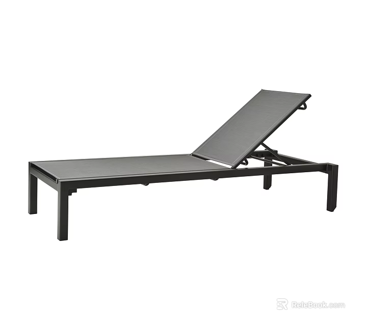 Black Lounge Chair With Adjustable Backrest And Sturdy Metal Frame Design 3d model 