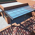 Villa Balcony With Glass Canopy And Terra Cotta Tile Roof