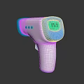 Blue And White Non Contact Infrared Thermometer With Digital Display 36.9 Degrees On Black Background