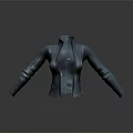Gray Slim Fit Jacket With Smooth Material Zipper Front And Long Sleeves 3d model
