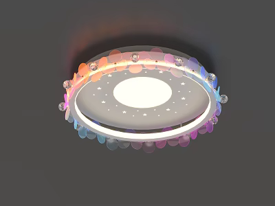 Modern Round Ceiling Light With Central White Light And Colorful Decorative Beads 3d model