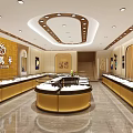 Luxurious Modern Jewelry Store Interior With Illuminated Display Cases And Glass Counters