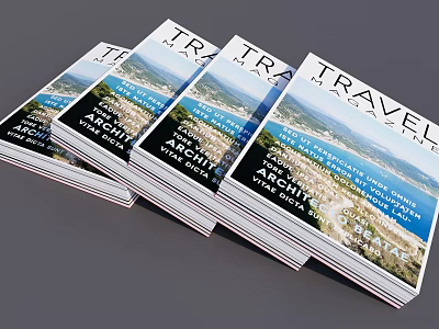 Stacked Travel Magazines Featuring Scenic Cover Views Architecture And Rental Themes 3d model