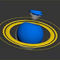 Blue Glass Bottle With Blue Cap And Yellow Rings On Black Background