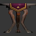 Elegant Decorative Table With Purple Cloth Cover Gold Trim And Claw Leg Design