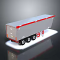 Detailed Silver Red Semi Trailer Model With Cargo Container And Wheels 3d model