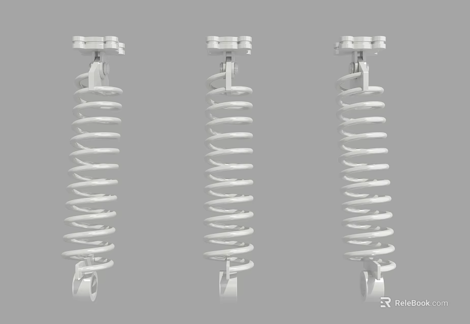 Three White Coil Springs As Essential Hardware Tools For Industrial Applications 3d model 