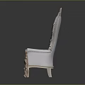 Elegant Classic Armchair With Ornate Carved Frame Quilted Backrest And White Upholstery