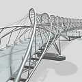 Modern Bridge Structure Design With Curved Metallic Framework And Support Structures 3d model