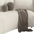 Modern Sectional Sofa with Soft Textured Fabric Decorative Pillows and Cozy Throw Blanket