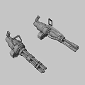 Sci Fi Heavy Weapon With Dual Barrel Black Body And Red White Accents