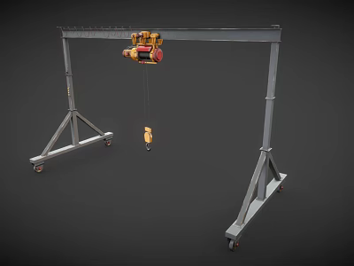Heavy Duty Gantry Crane With Metal Frame Wheels Electric Hoist And Hook 3d model