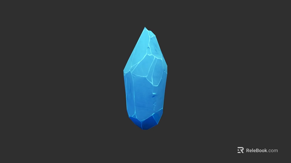 Blue Crystal 3D Model With Geometric Shape Sharp Edges And Glossy Surface 3d model 