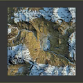 Garden Landscape Design With 3D Mountain Terrain Snow Covered Peaks And River Valleys
