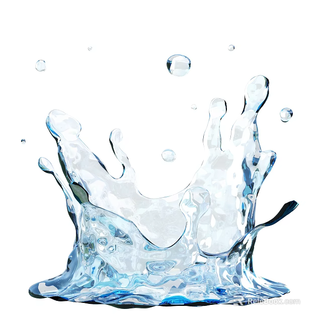 Refreshing Water Beverage Splash With Dynamic Liquid Droplets And Clear Bubbles 3d model 