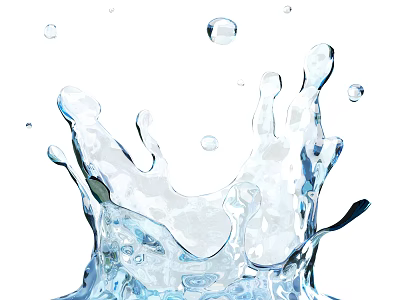 Refreshing Water Beverage Splash With Dynamic Liquid Droplets And Clear Bubbles 3d model