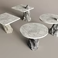 Modern Luxury Coffee Tables with Marble Countertops and Irregular Stone Bases Round and Square Designs