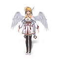 Blonde Haired Female Character With Angelic White Wings And Star Patterned Outfit