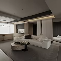 Modern Minimalist Living Dining Room Interior Design With White Sofa Coffee Table And Bar Counter