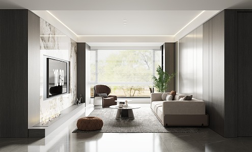 modern living room high gray living room 3d model