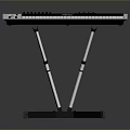 Modern Electronic Keyboard with Black Keys and Control Knobs on Tripod Stand 3d model