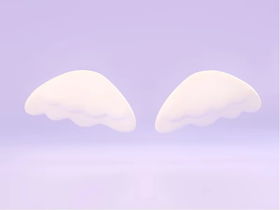 White Wing Shaped Sculptures With Artistic Design On Light Purple Background 3d model