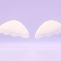 White Wing Shaped Sculptures With Artistic Design On Light Purple Background