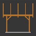 Orange Wooden Architectural Model With Triangular Roof Frames And White Base