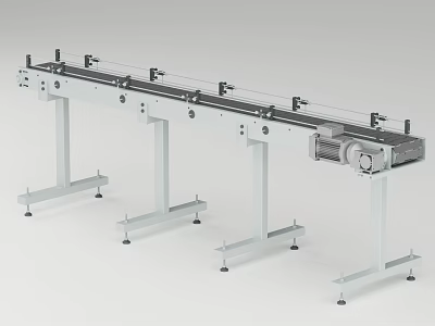 Industrial Conveyor Belt Equipment With Metal Frame And Motorized Transport Components System 3d model