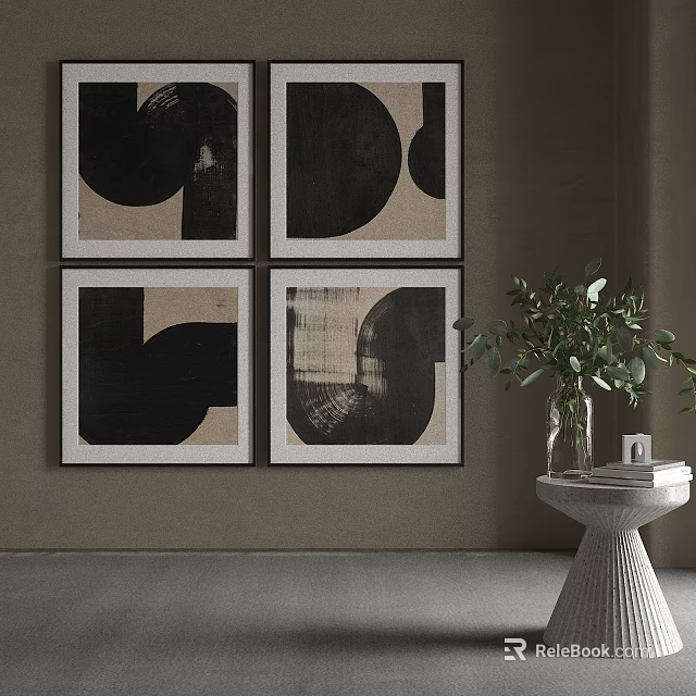 Elegant Modern Kitchen Interior With Marble Island And Cabinets 3d model