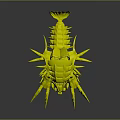 Blue Fantasy Creature With Red Streamers Horns Sharp Claws Pink And Yellow Accents