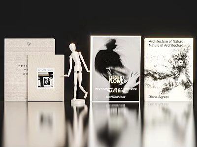 Decorative Ornament Set With Books Mannequin Figure And Art Prints 3d model