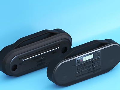 Modern Black Speakers With Digital Display Control Buttons And CD Player 3d model