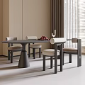 Modern Dining Table and Chair Combination Dining Chair Rectangular Dining Table 3d model