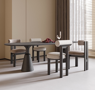 Modern Dining Table and Chair Combination Dining Chair Rectangular Dining Table 3d model