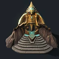 Golden Ornate Throne With Intricate Design Stone Steps And Rock Base