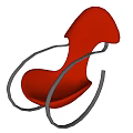 Red Modern Leisure Chair with Metal Frame and Curved Design