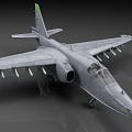 Detailed Grey Military Fighter Jet With Green Tail Fin Yellow Markings And Wing Weapon Mounts