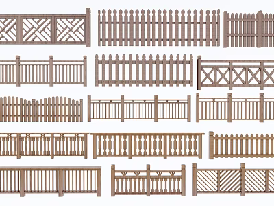 Various Styles Of Decorative Wooden Garden Fences With Different Designs 3d model