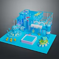 Children's Fun Blue Playground With Slides Octopus Toy Pool And Tunnels