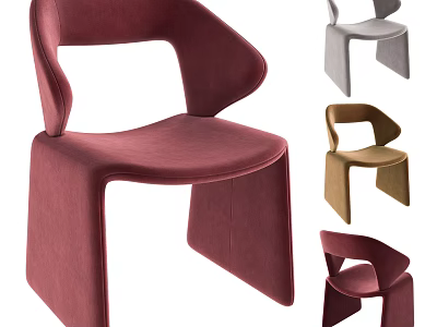 Modern Accent Chair With Curved Armrests And Velvet Upholstery In Multiple Colors 3d model