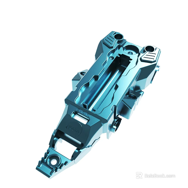 Blue Metal Mechanical Part With Precision Structure And Holes Design 3d model 