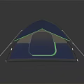 Blue And Gray Camping Tent Furniture With Support Poles And Green Accent Edges