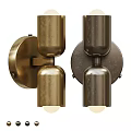 Brass And Bronze Metallic Wall Lamps With Double Cylindrical Design