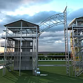 Industrial Equipment Metal Structure Staircase With Glass Curtain Wall In Industrial Facility Design