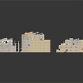 Cartoon Scene With Detailed Miniature Building Models In Various Architectural Styles