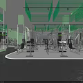 Modern Fitness Gym Interior With Various Workout Equipment And Mirror Walls Design