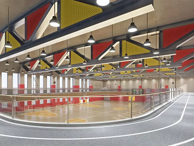 Modern Indoor Sports Fitness Facility With Basketball Court And Running Track 3d model