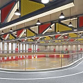 Modern Indoor Sports Fitness Facility With Basketball Court And Running Track